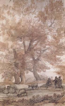 Claude Lorrain Trees,Figures,and sheep (mk17) oil painting image